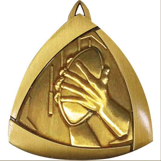 Aussie Rules Sculptured Triangle Medal Trophy - Gold 3D Print Creativity Pty Ltd