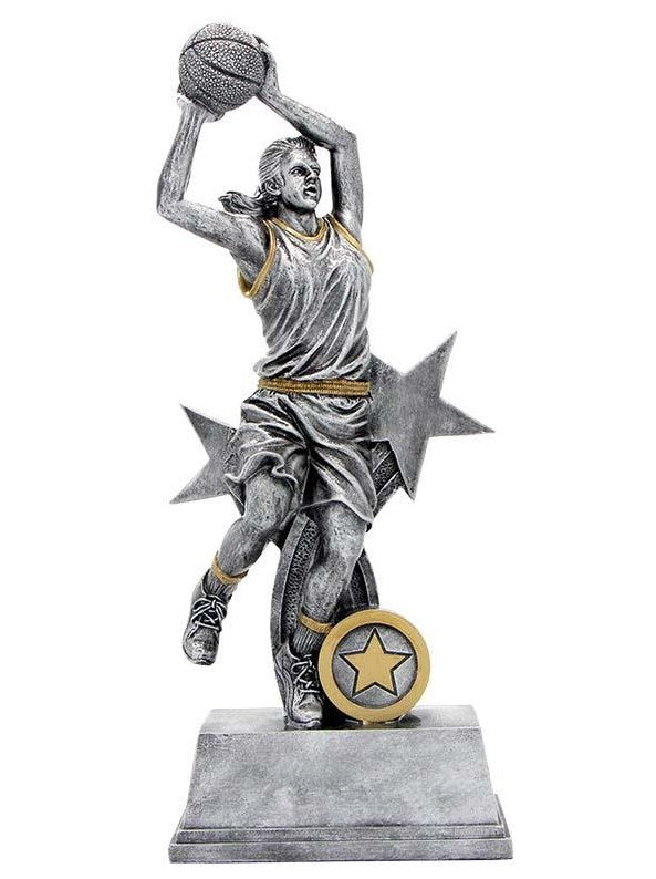 Basketball Female Banner Trophy - Pewter 3D Print Creativity Pty Ltd