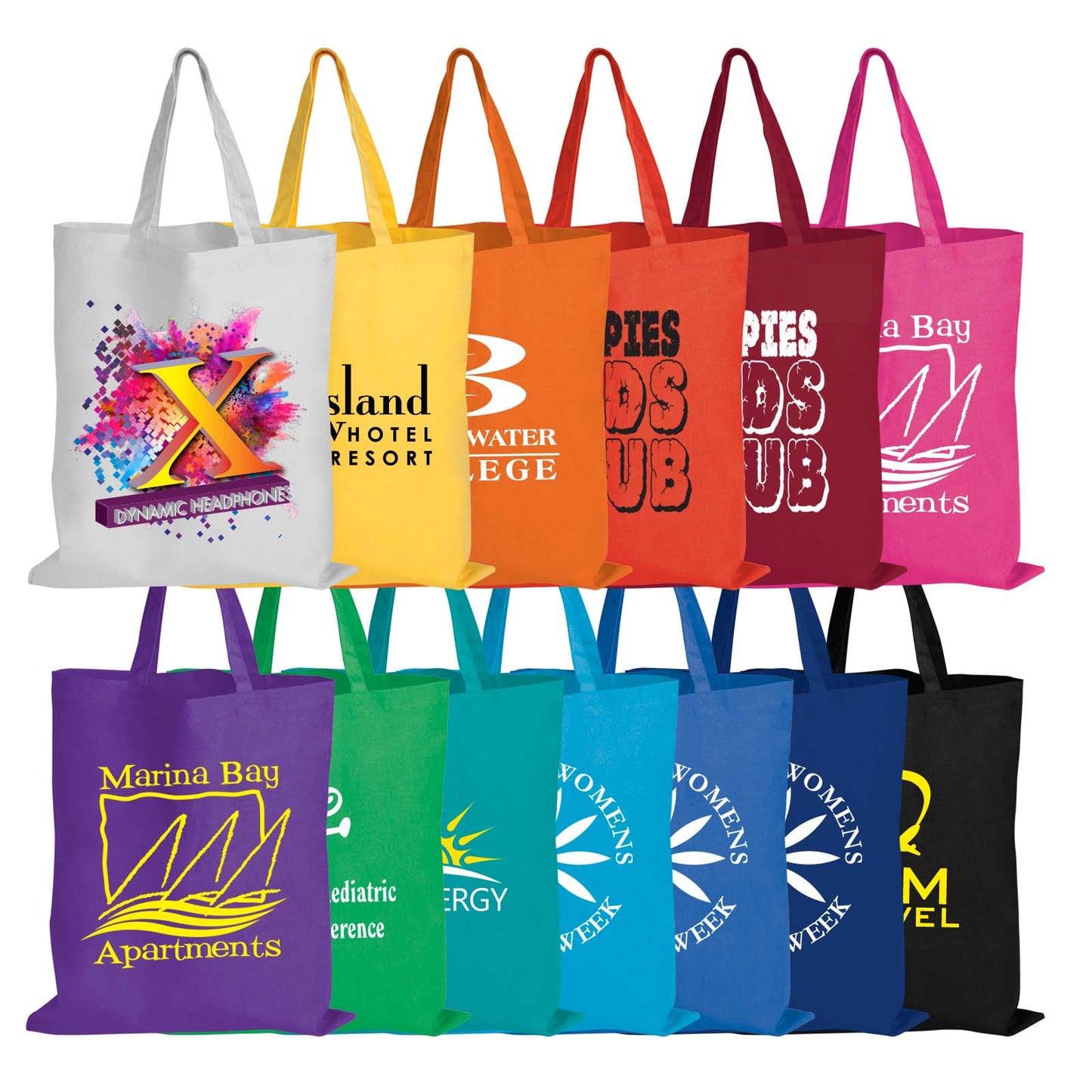 Coloured Cotton Short Handle Tote Bag LL509 3D Print Creativity Pty Ltd