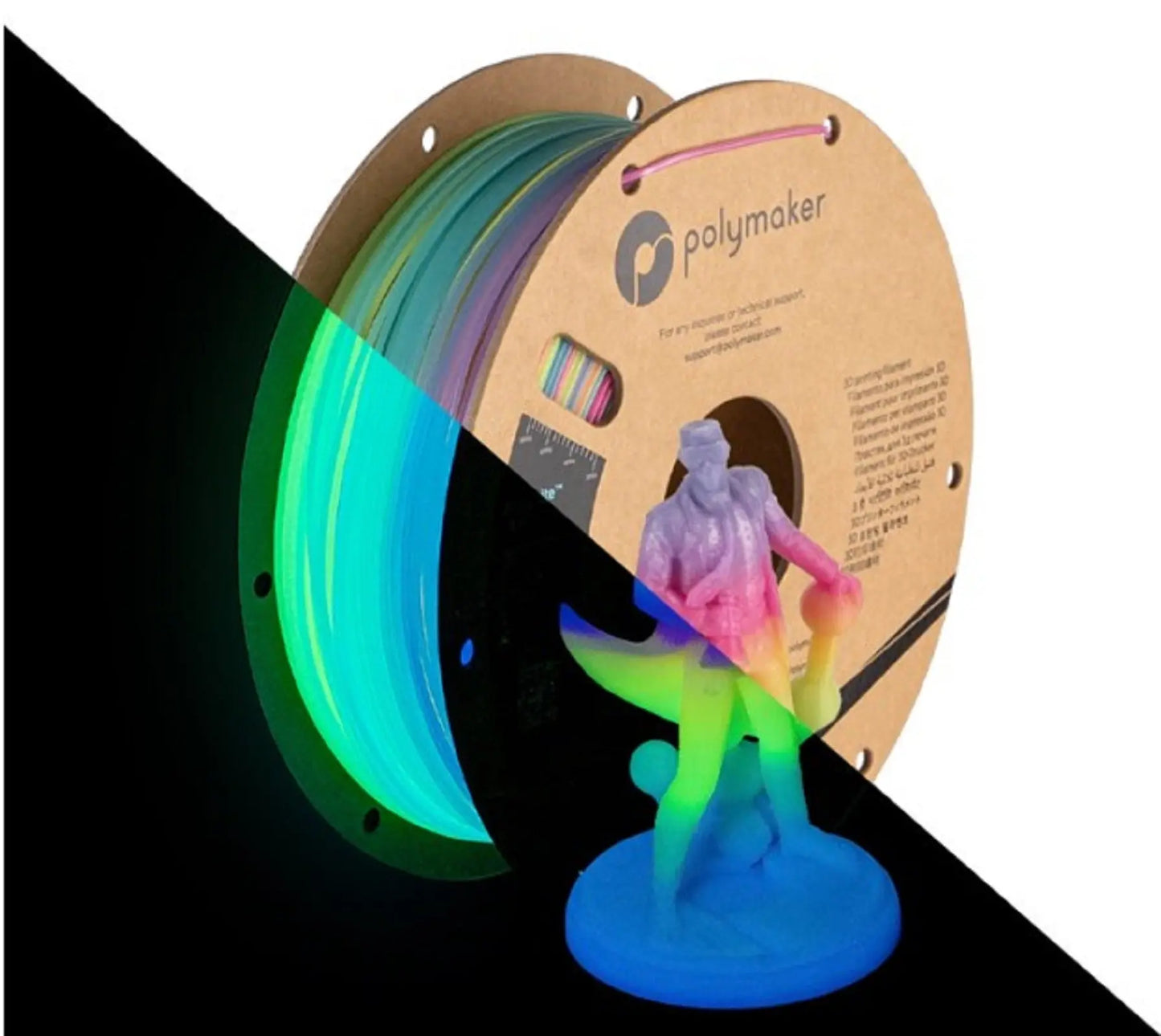 Polymaker PolyLite PLA Luminous Rainbow 1kg (1.75mm) 3D Print Creativity