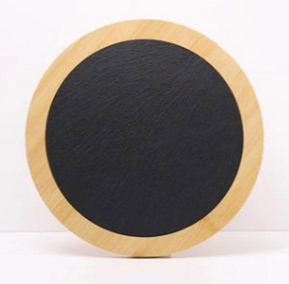 Round Bamboo with Slate Cutting Board 30cm diameter - with Laser Engraving 3D Print Creativity