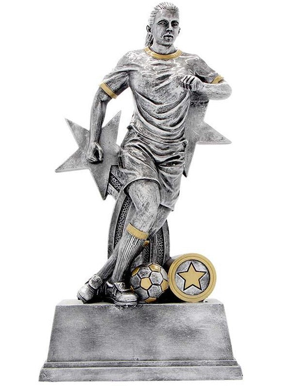 Soccer Female Pewter Trophy - Silver and Gold 3D Print Creativity Pty Ltd