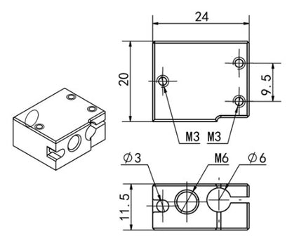 Volcano Aluminium Heater Block PT100 Nickel Plated 3D Print Creativity