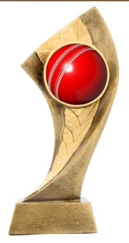 Trophy cricket with ball red color-175.00 mm (H) 3D Print Creativity Pty Ltd